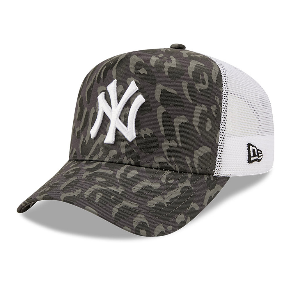 New York Yankees Leopard Print Grey A-Frame Trucker Cap