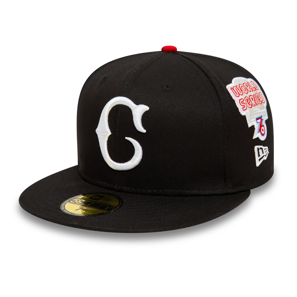 Cincinnati Reds Cooperstown Patch Black 59FIFTY Fitted Cap