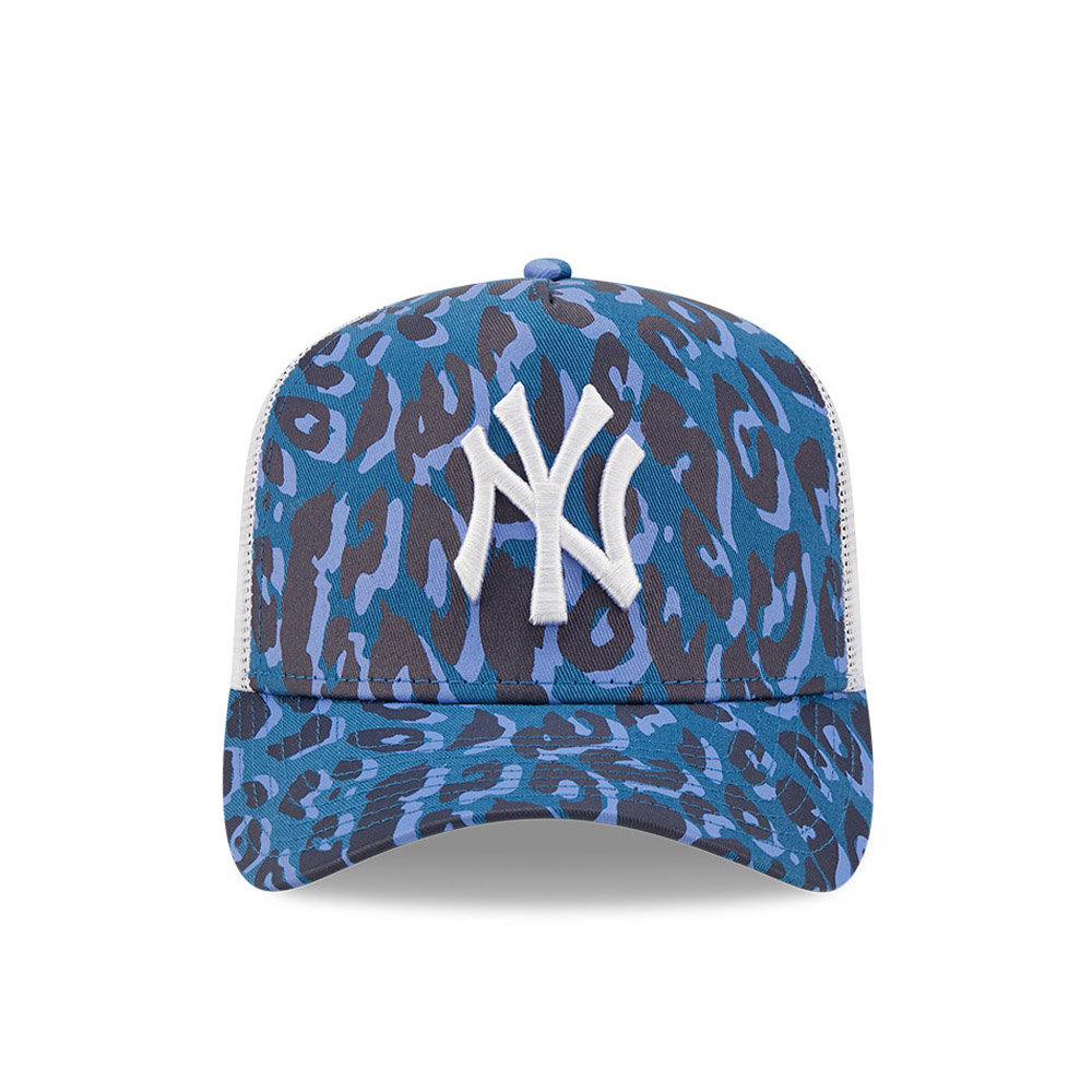 New York Yankees Leopard Print Blue A-Frame Trucker Cap