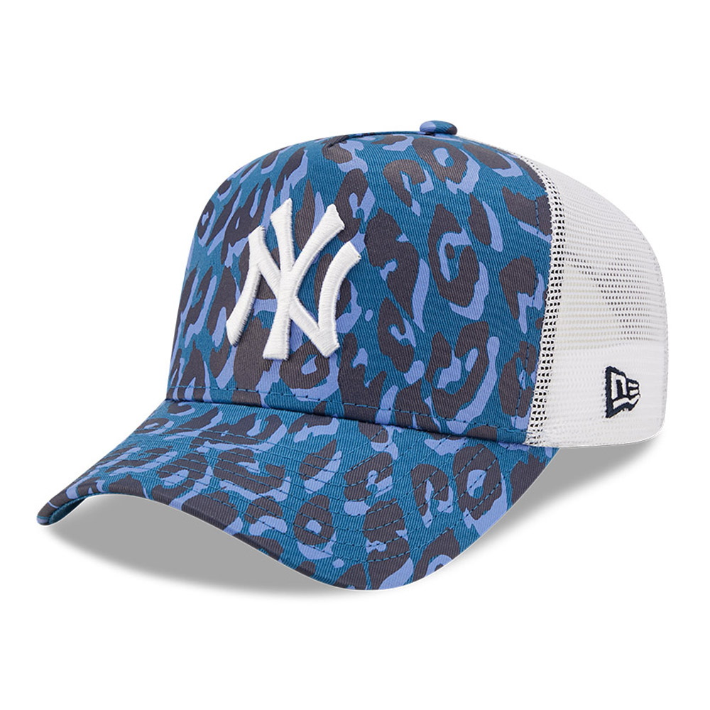 New York Yankees Leopard Print Blue A-Frame Trucker Cap