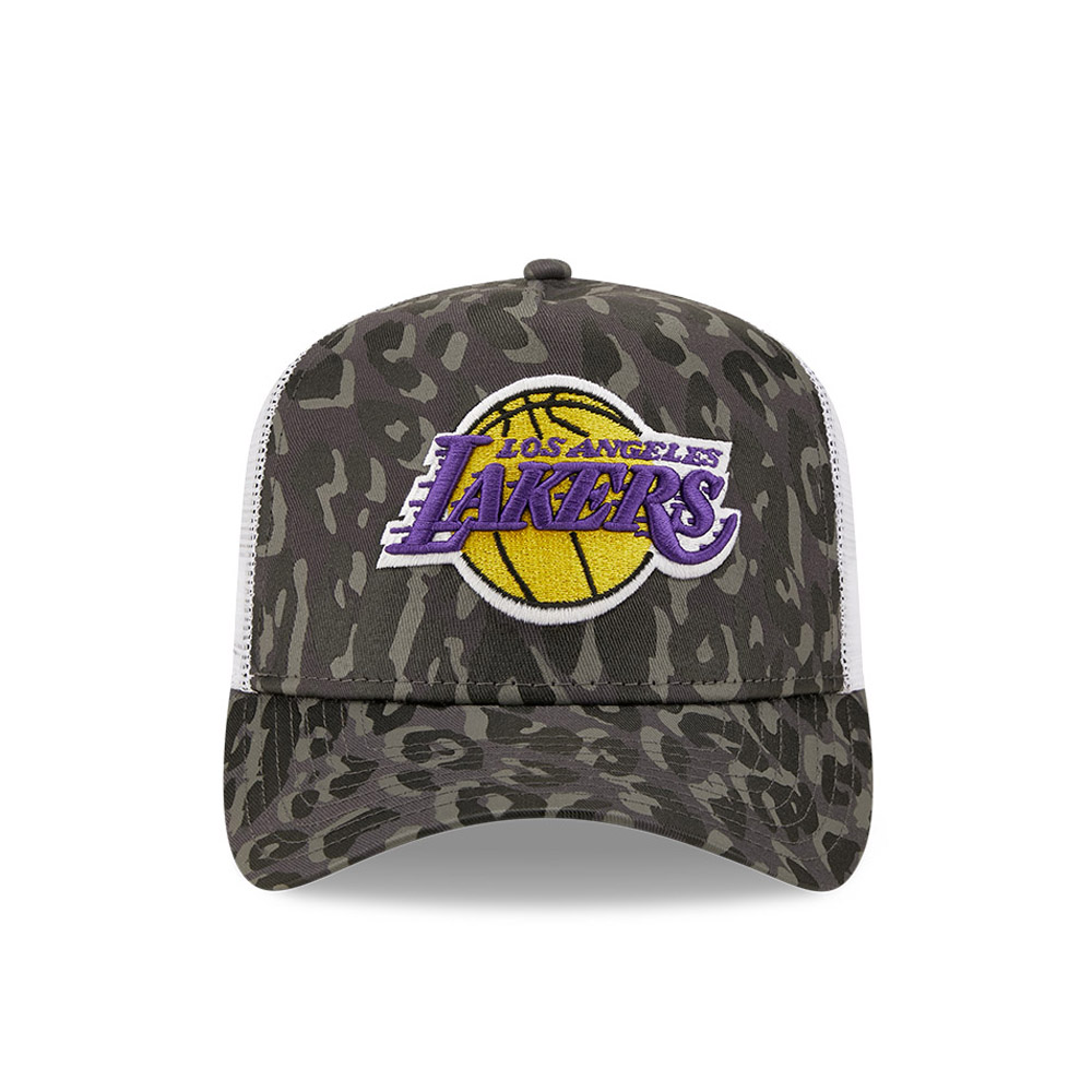 LA Lakers Leopard Print Grey A-Frame Trucker Cap
