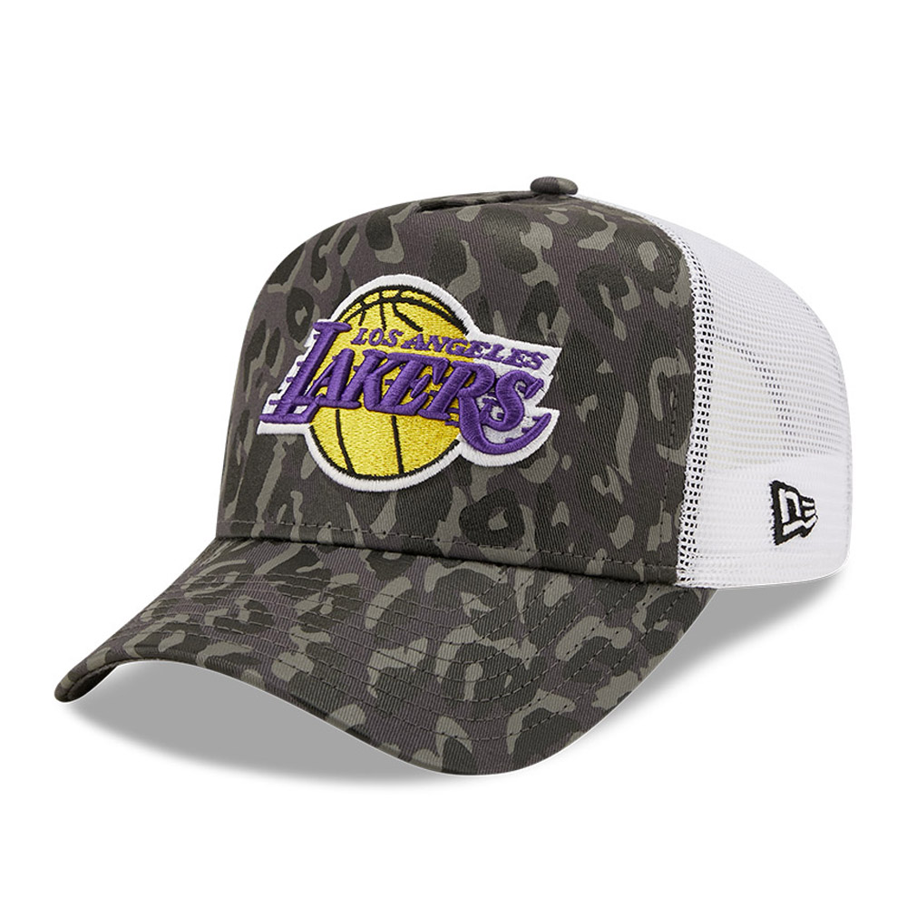 LA Lakers Leopard Print Grey A-Frame Trucker Cap
