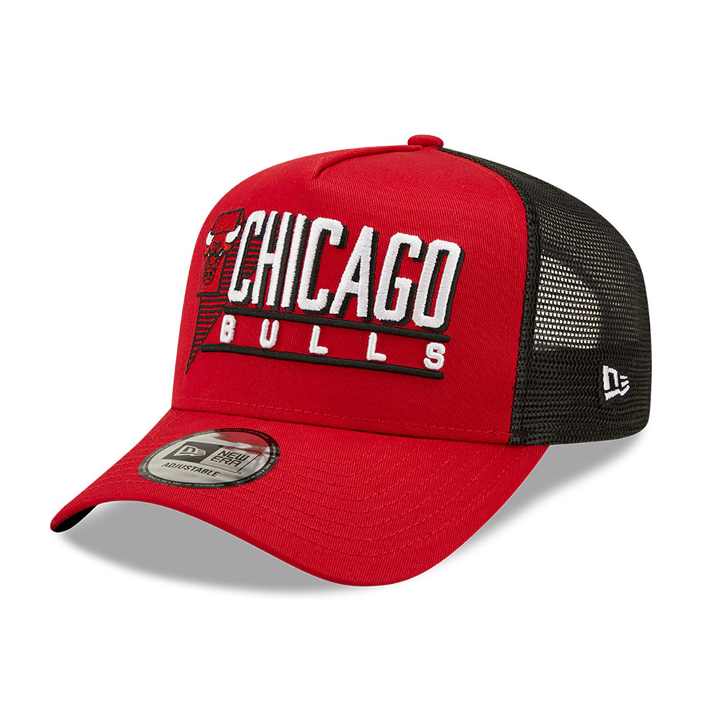 Chicago Bulls Wordmark Graphic Red A-Frame Trucker Cap