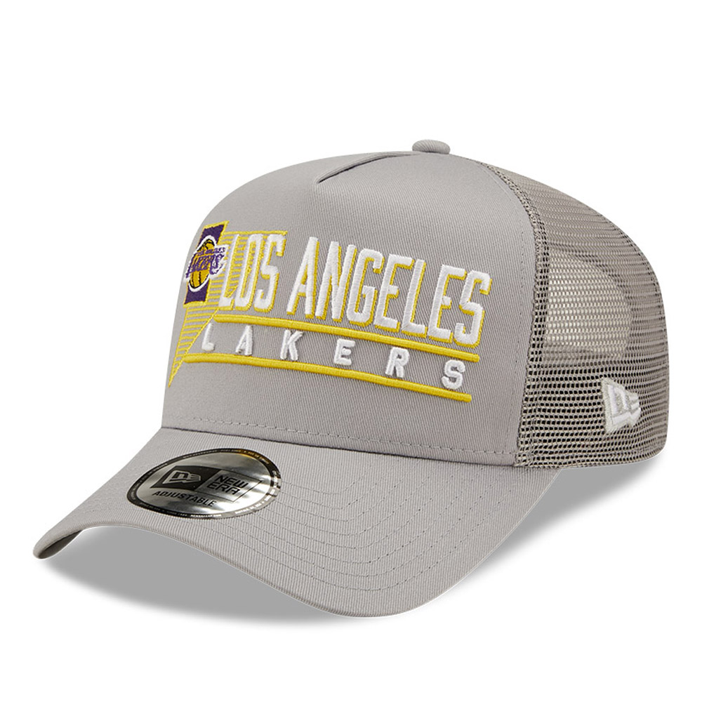 LA Lakers Graphic Logo Grey A-Frame Trucker Cap