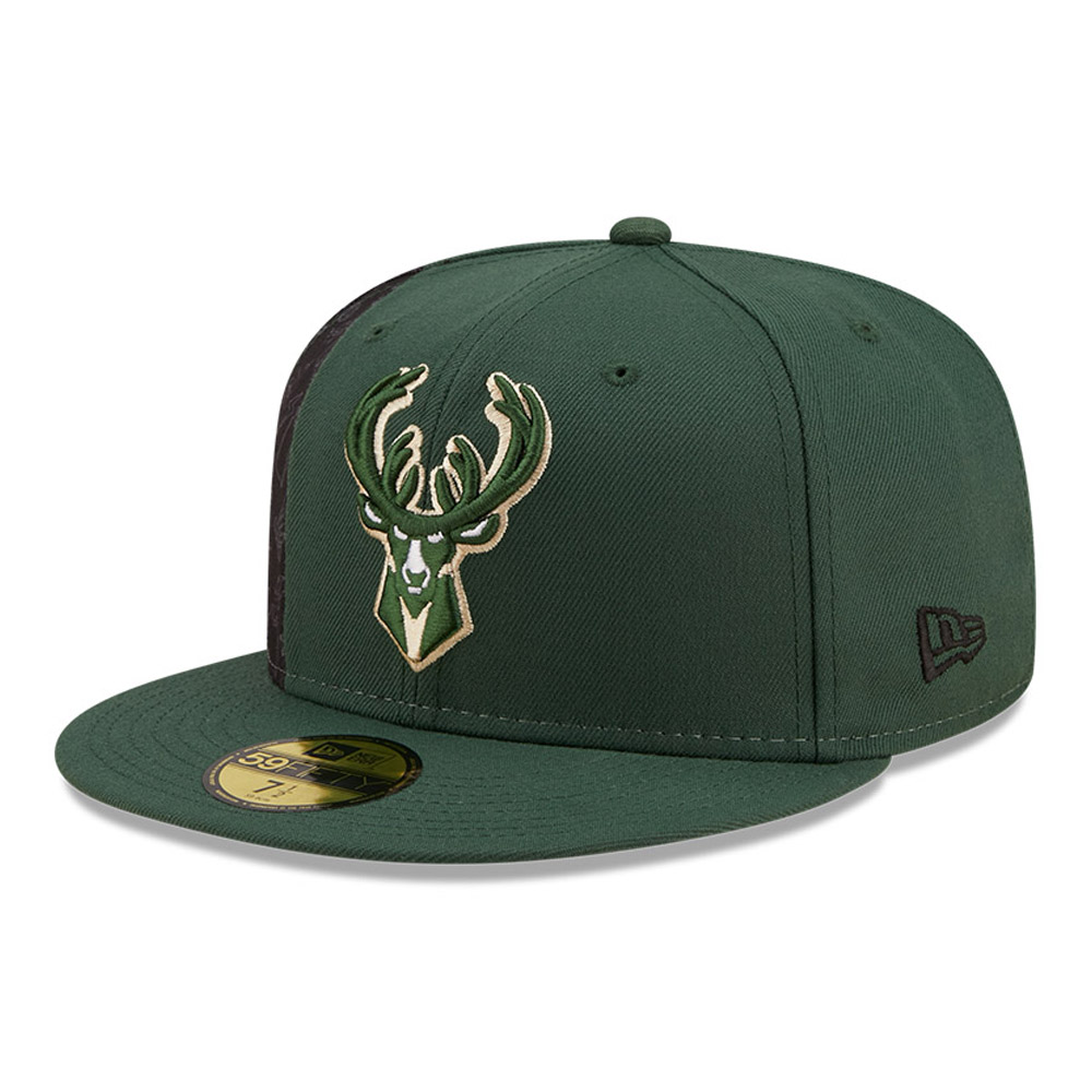 Milwaukee Bucks NBA Side City Doodle Green 59FIFTY Fitted Cap