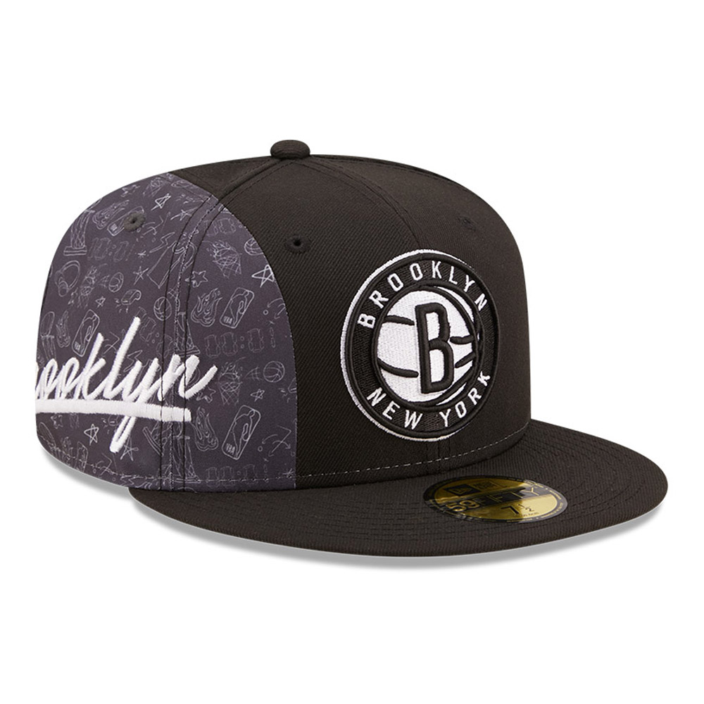 Brooklyn Nets NBA Side City Doodle Black 59FIFTY Fitted Cap