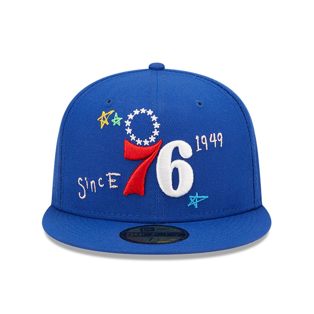 Philadelphia 76ers NBA Scribble Blue 59FIFTY Fitted Cap