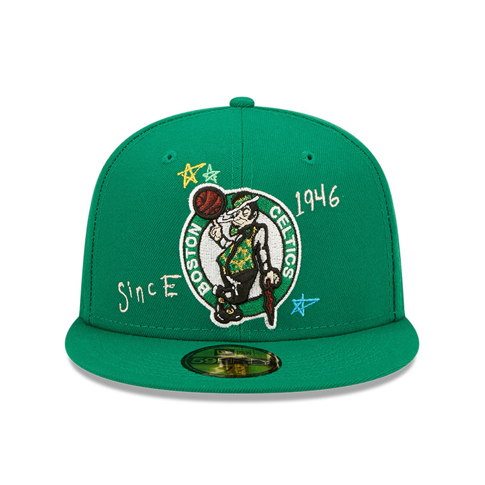 Boston Celtics NBA Scribble Green 59FIFTY Fitted Cap