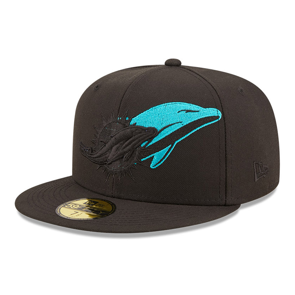 Miami Dolphins NFL Logo Feature Black 59FIFTY Fitted Cap