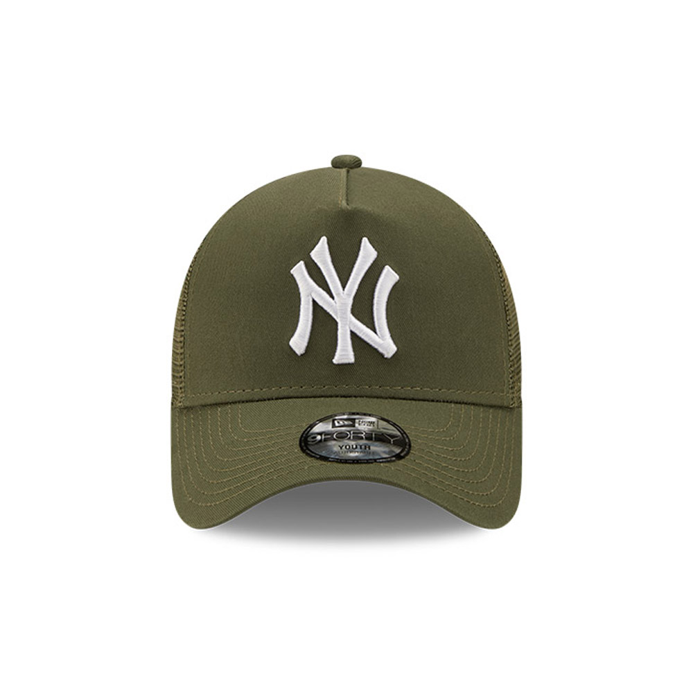 New York Yankees Logo Kids Khaki A-Frame Trucker Cap
