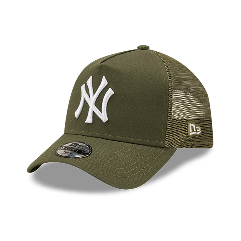 New York Yankees Logo Kids Khaki A-Frame Trucker Cap