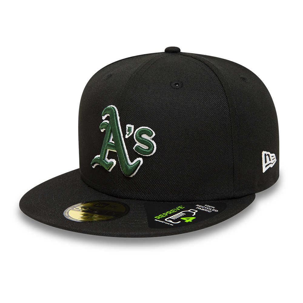 Gorra oficial New Era Oakland Athletics Repreve Black 59FIFTY Fitted