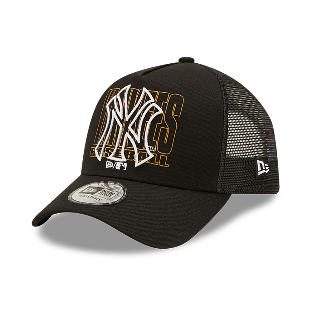 New York Yankees Logo Black A-Frame Trucker Cap