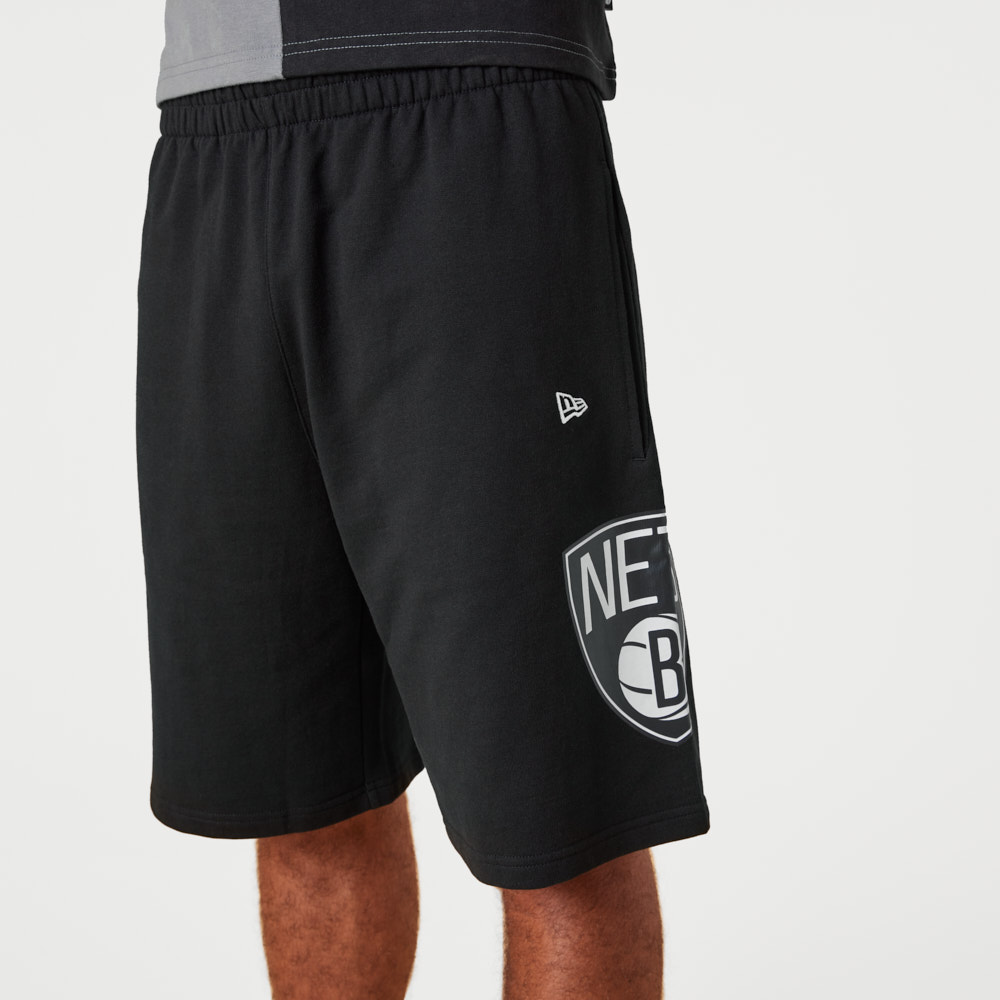 Brooklyn Nets Washed Team Logo Black Shorts