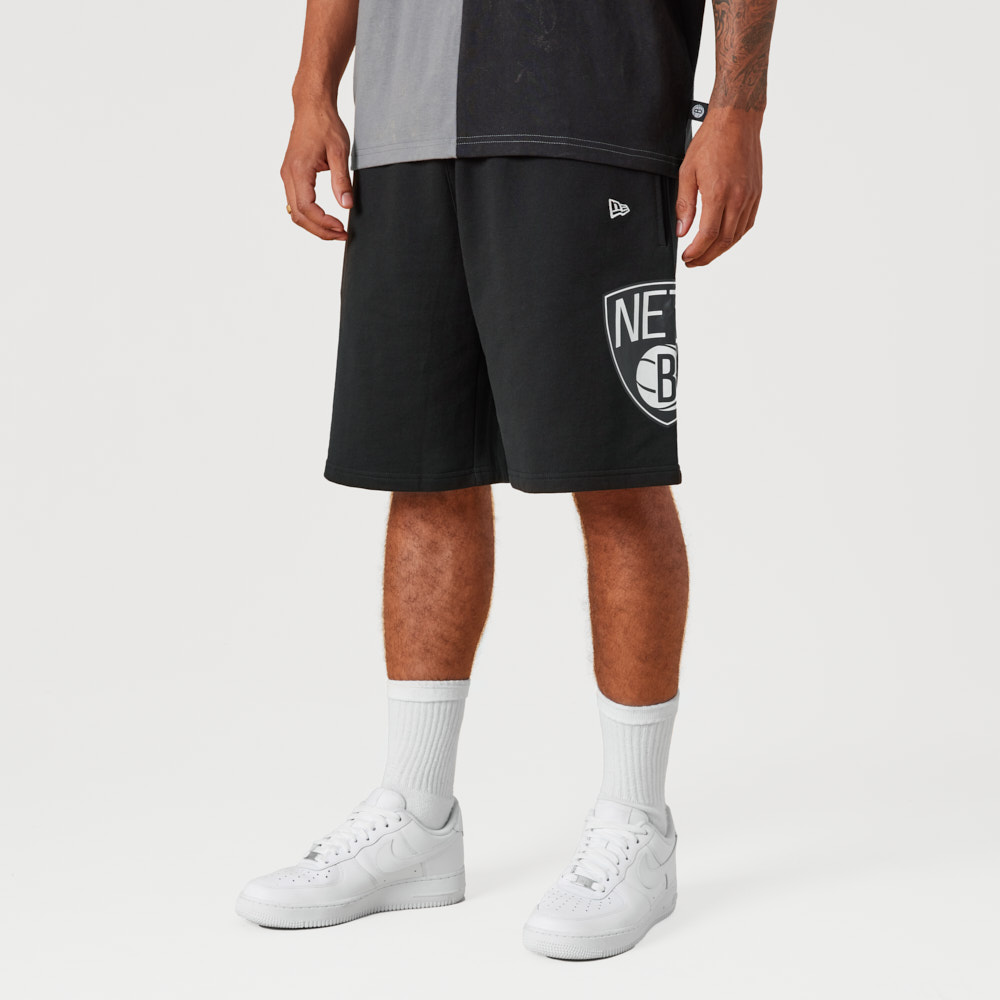 Brooklyn Nets Washed Team Logo Black Shorts