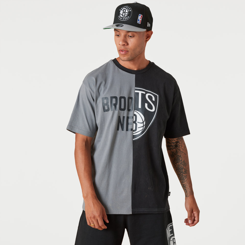 Brooklyn Nets Washed Graphic Grey T-Shirt