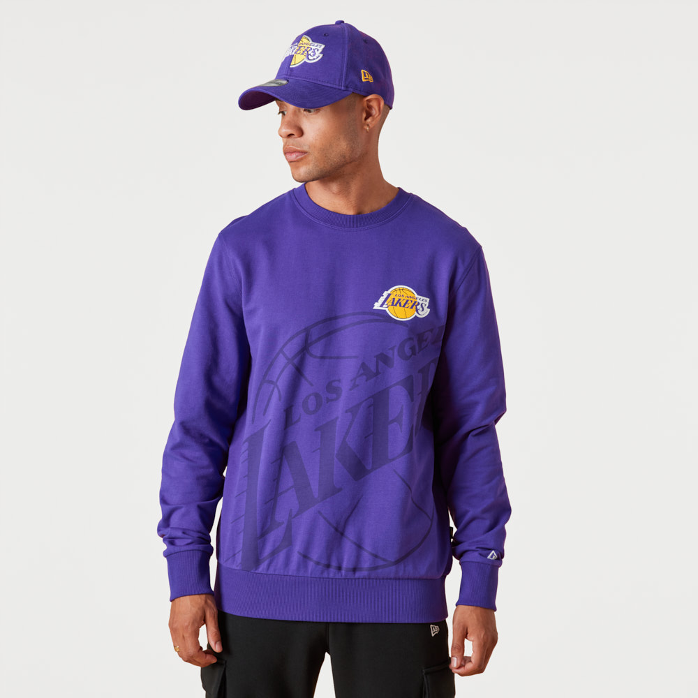 Official New Era LA Lakers NBA Washed Pack Graphic True Purple Crew ...