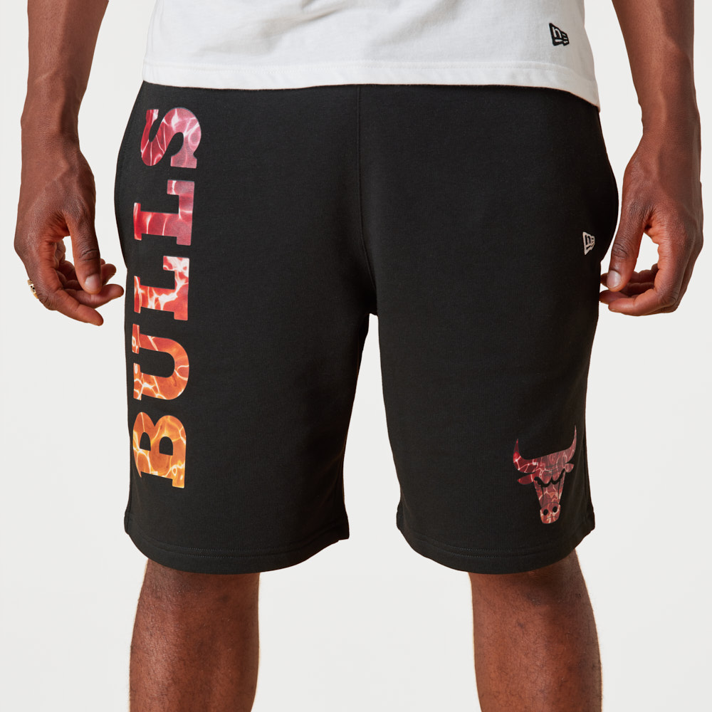 Official New Era Chicago Bulls NBA Team Colour Water Print Black Shorts ...