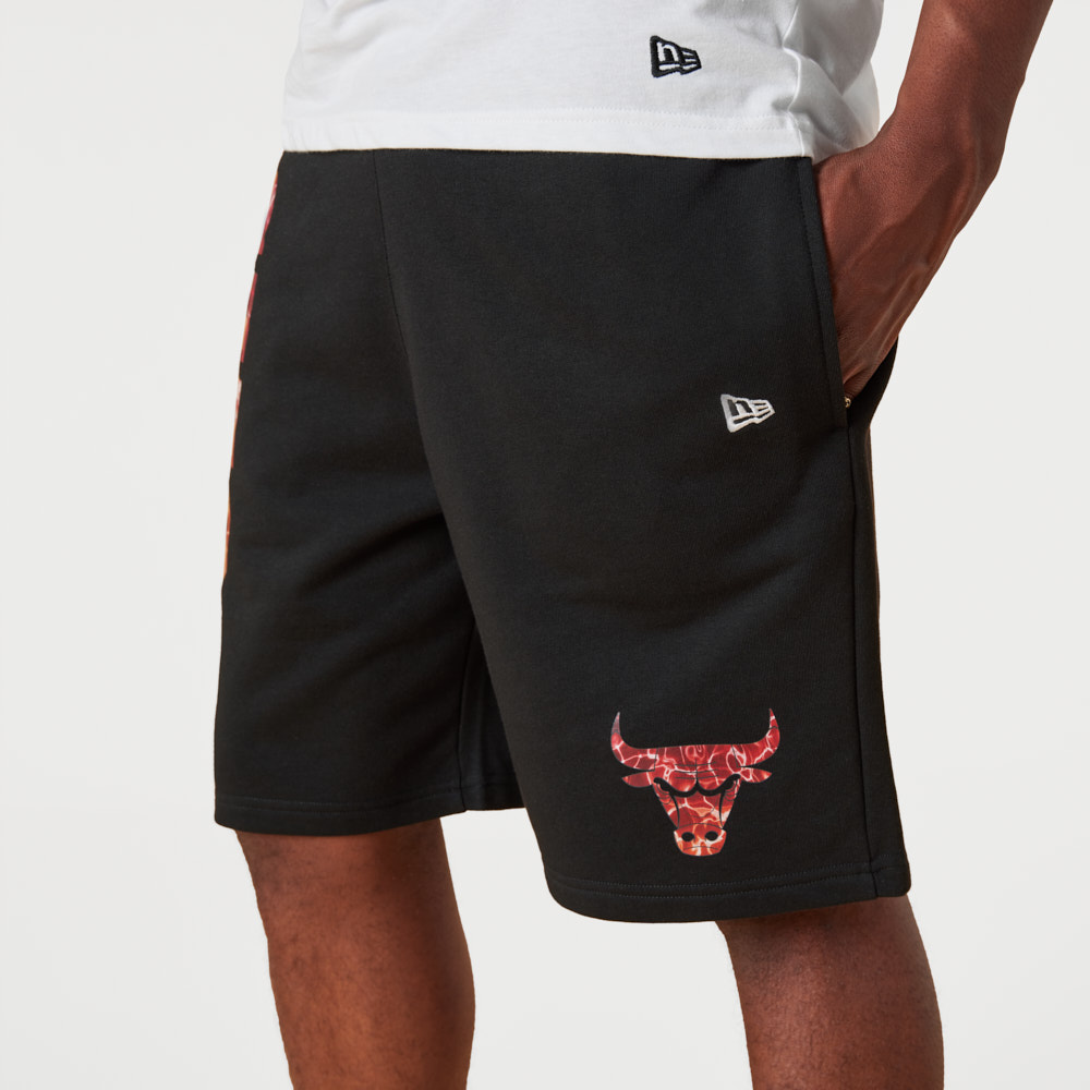 Official New Era Chicago Bulls NBA Team Colour Water Print Black Shorts ...