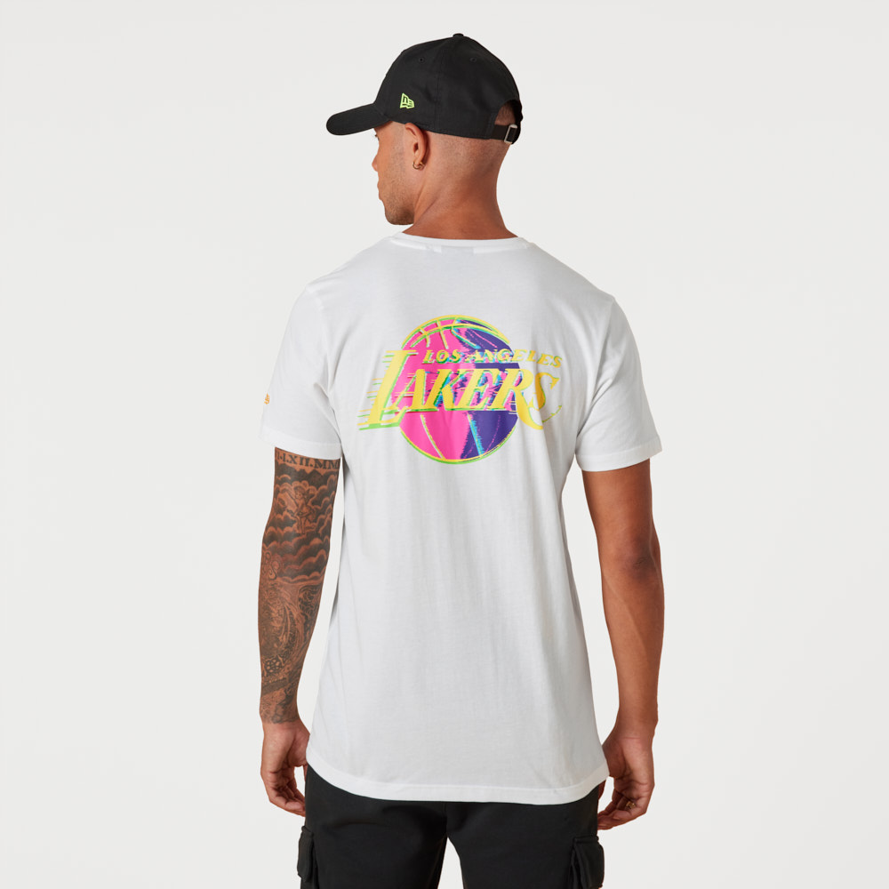 LA Lakers NBA Neon Graphic White T-Shirt