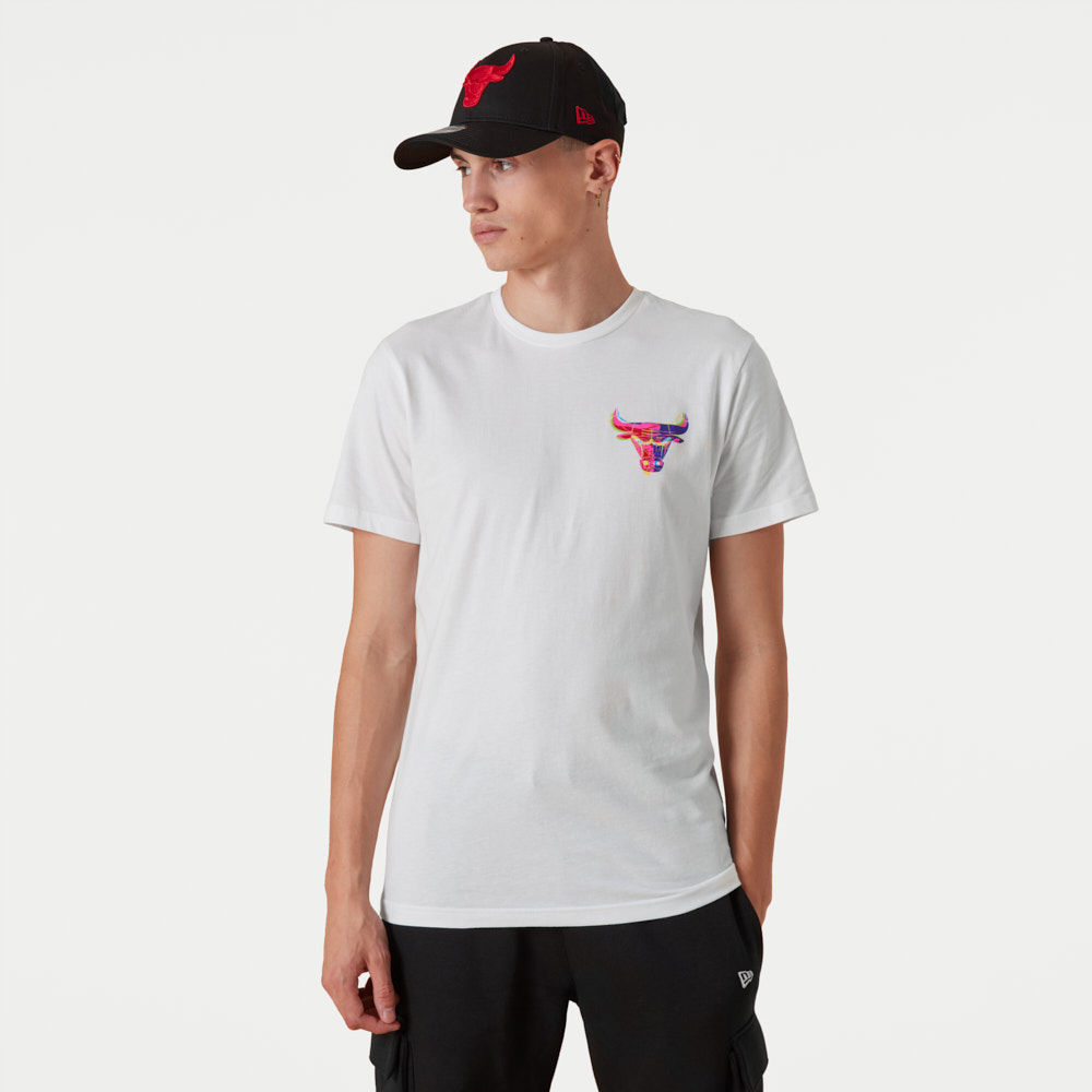Chicago Bulls NBA Neon Graphic White T-Shirt