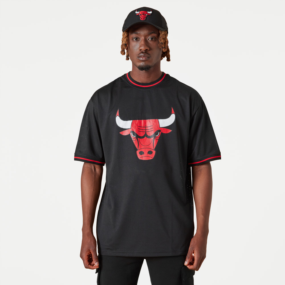 Chicago Bulls NBA Logo Oversized Black Mesh T-Shirt