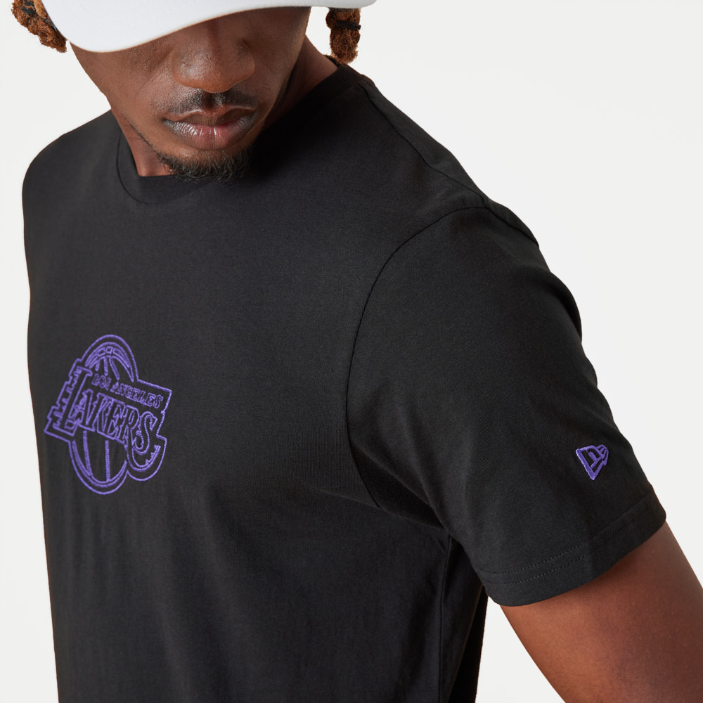 LA Lakers NBA Chain Stitch Black T-Shirt