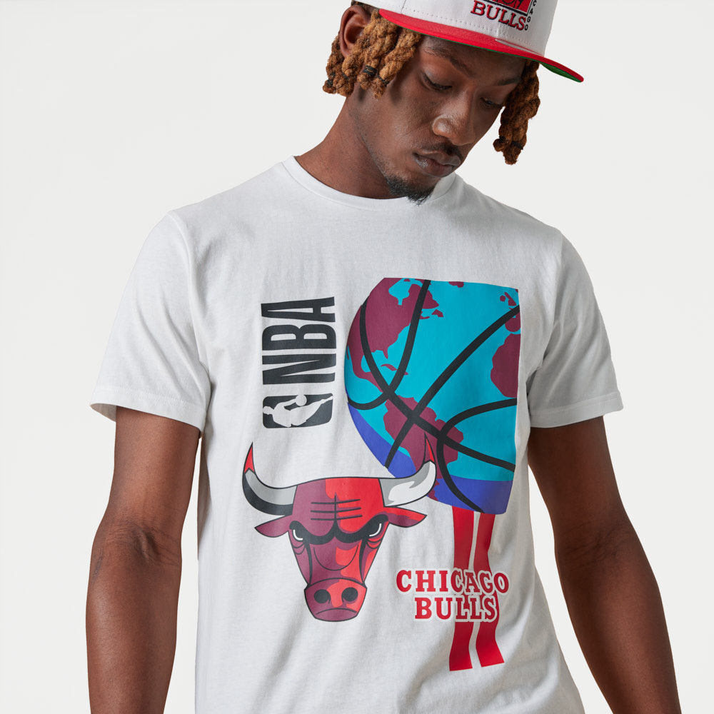 Chicago Bulls NBA Globe Logo White T-Shirt