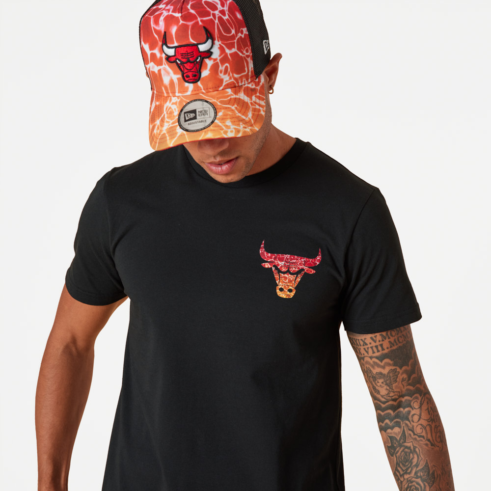 Chicago Bulls NBA Team Colour Water Black Print T-Shirt
