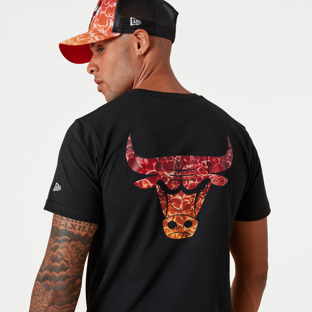 Chicago Bulls NBA Team Colour Water Black Print T-Shirt