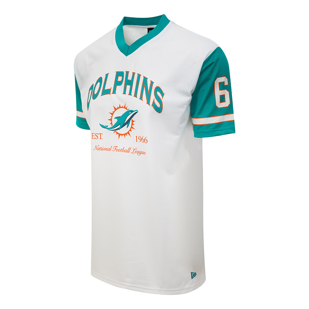 Miami Dolphins NFL Mesh Logo White Oversized T-Shirt