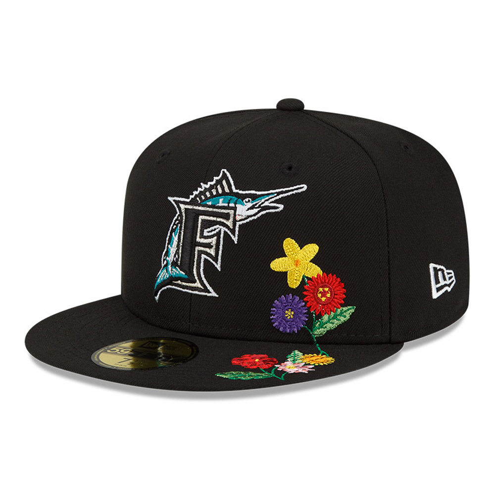 Miami Marlins Visor Bloom Black 59FIFTY Fitted Cap