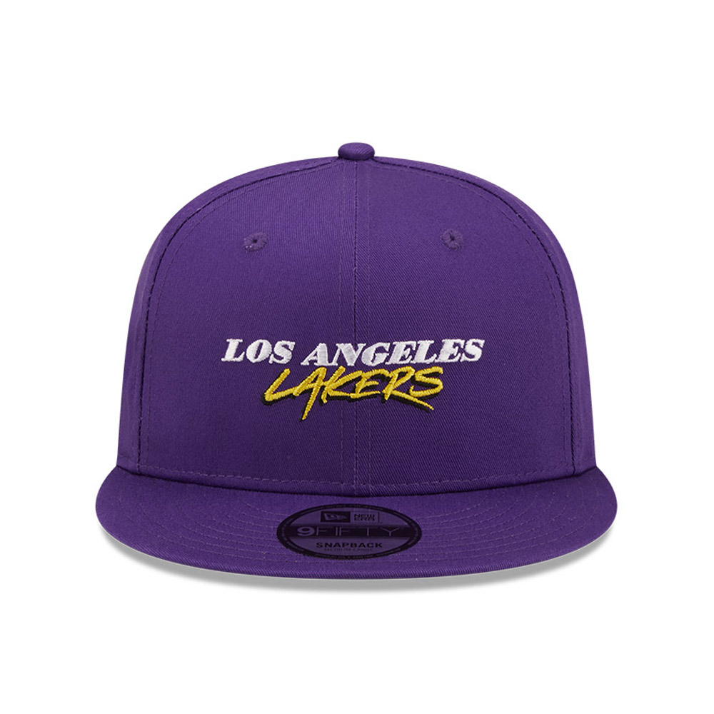 LA Lakers Script Logo Purple 9FIFTY Snapback Cap
