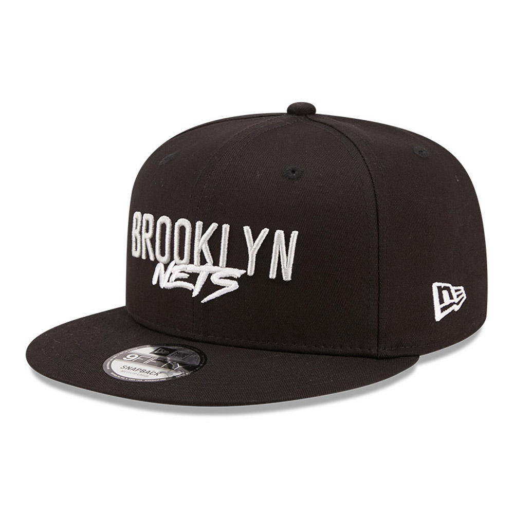 Brooklyn Nets Script Logo Black 9FIFTY Snapback Cap
