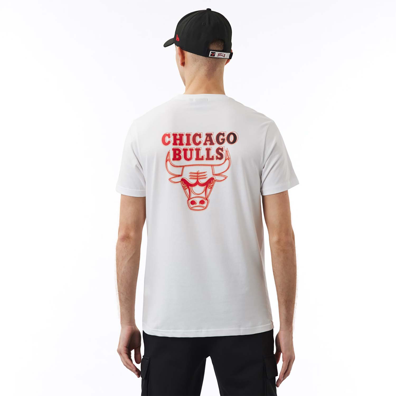Chicago Bulls NBA Neon Fade White T-Shirt