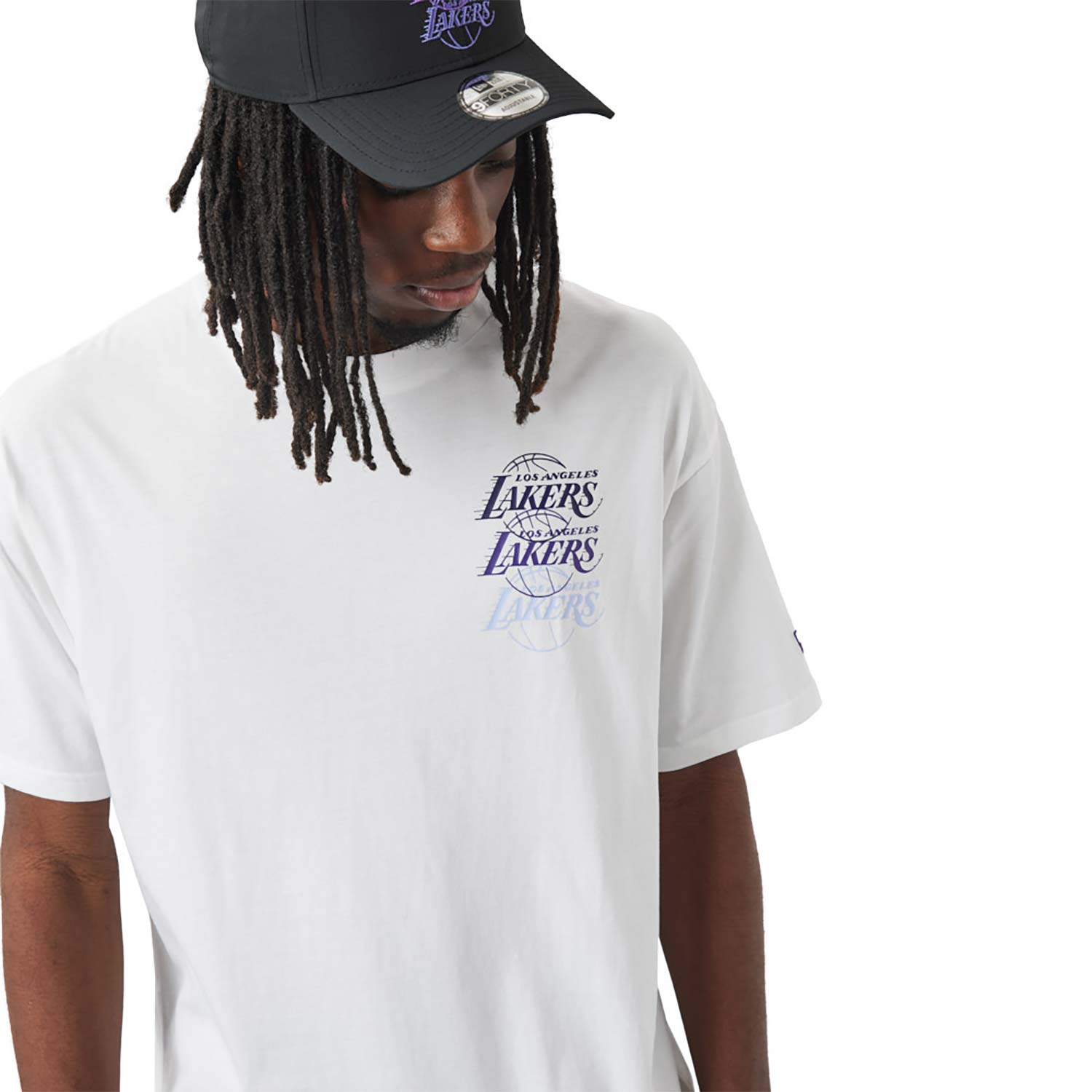 LA Lakers NBA Stacked White Oversized T-Shirt