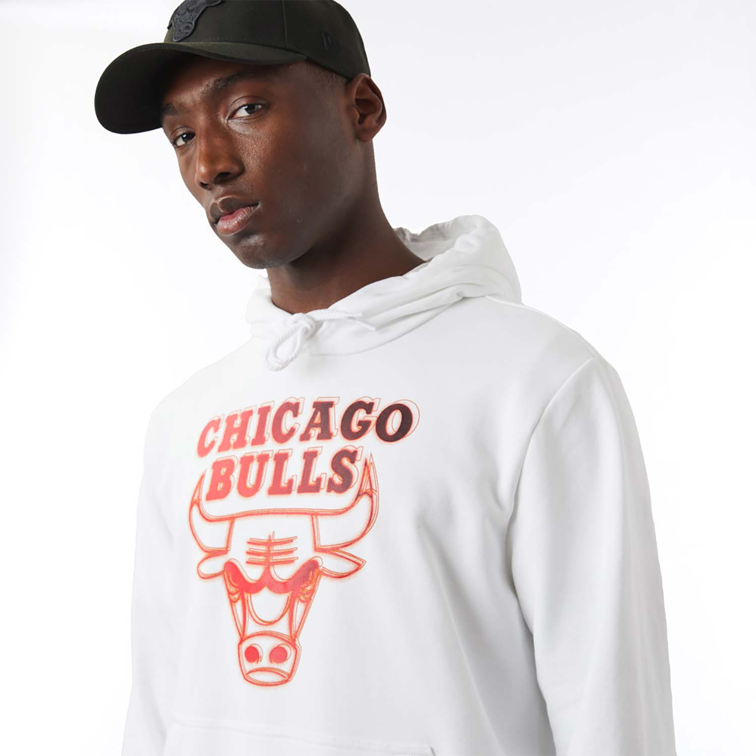 Chicago Bulls NBA Neon Fade White Hoodie