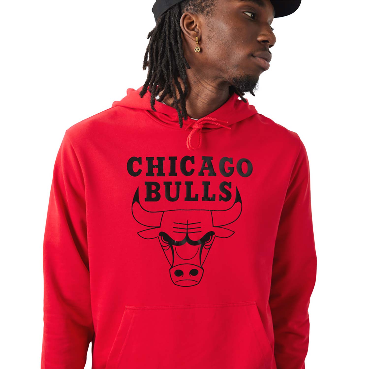 Official New Era Chicago Bulls NBA Foil Print Front Door Red Hoodie ...