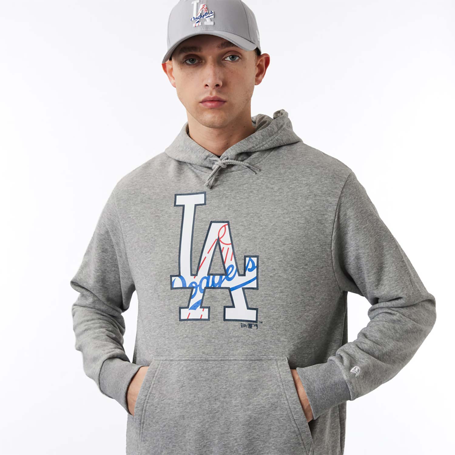 Official New Era LA Dodgers MLB Double Logo Heather Grey Hoodie B7067 ...