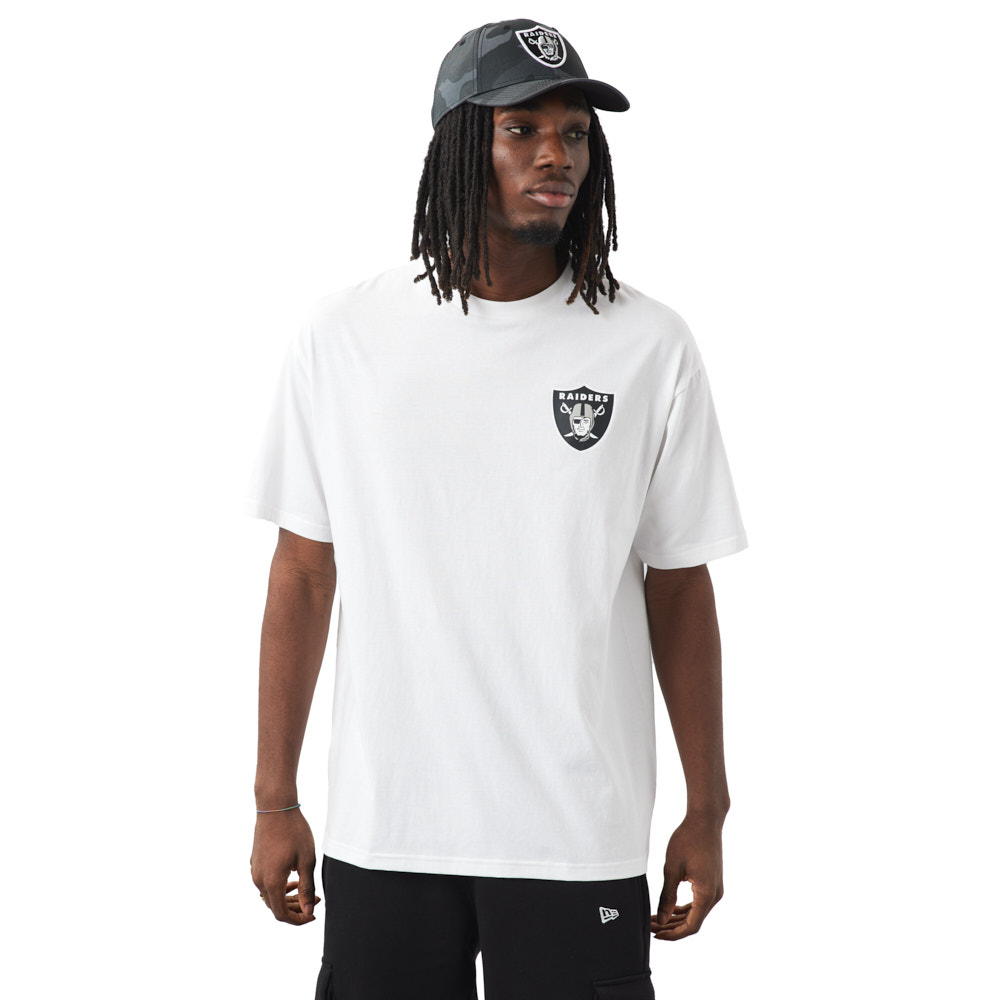 ASOS DESIGN Curve oversized short sleeve T-shirt with NFL Las Vegas Raiders  print in white