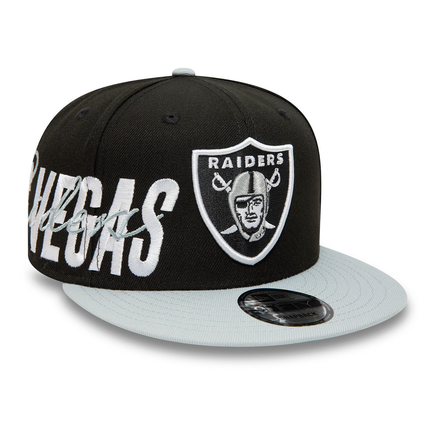 Official New Era Las Vegas Raiders NFL Side Font Black 9FIFTY Snapback ...