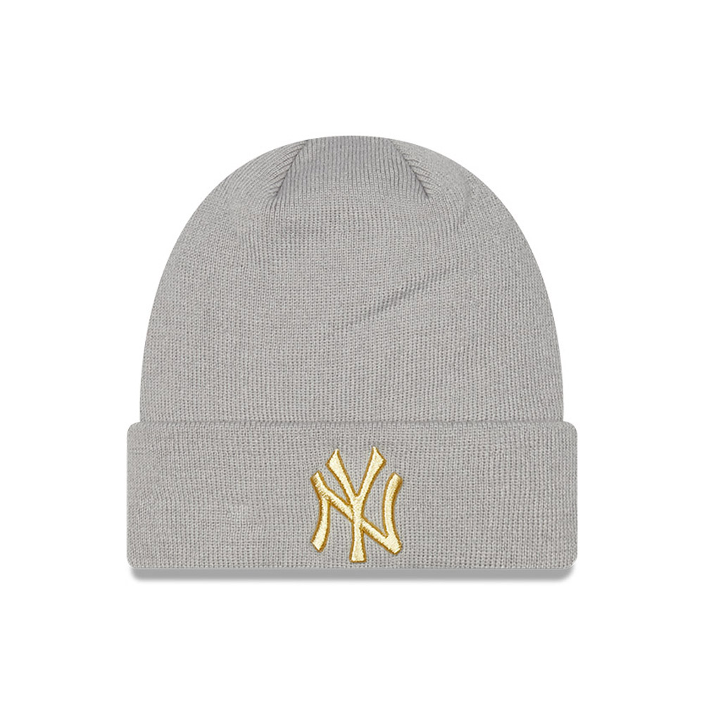 New York Yankees Metallic Womens Grey Beanie Hat