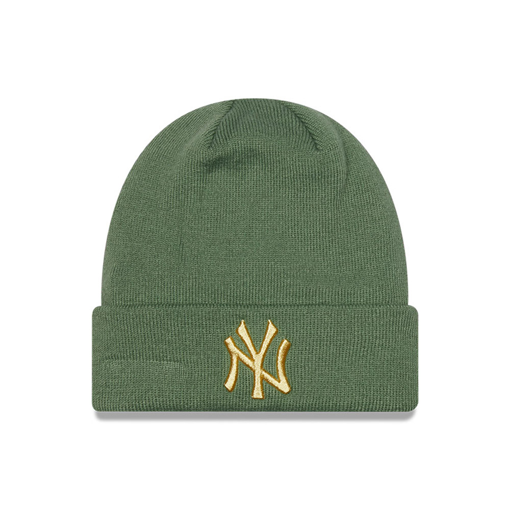 New York Yankees Metallic Womens Khaki Beanie Hat