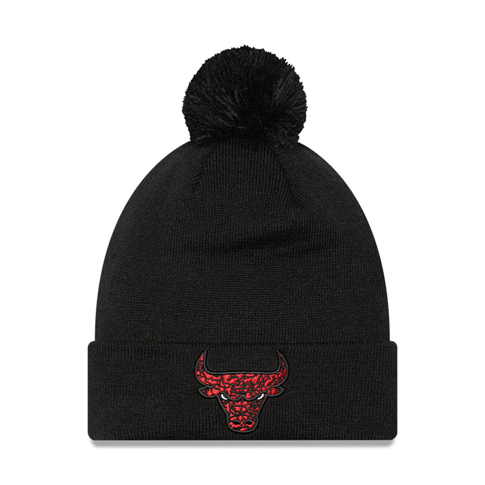Chicago Bulls Infill Black Bobble Beanie Hat
