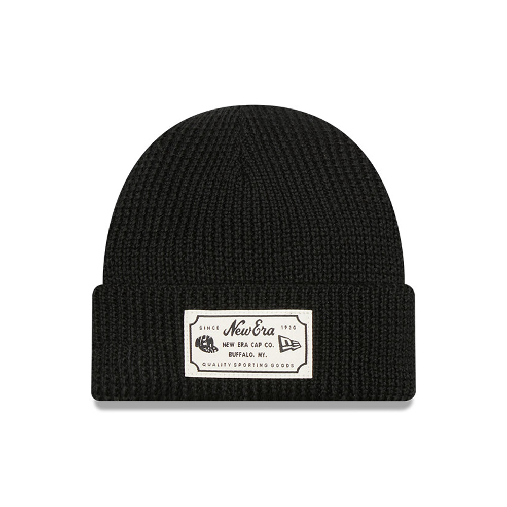 New Era Patch Womens Black Beanie Hat