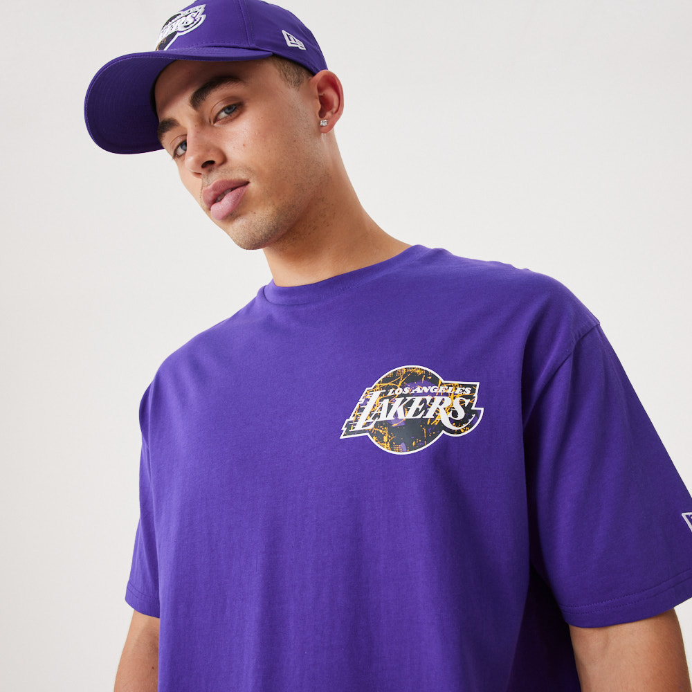 Official New Era NBA Infill Team Logo LA Lakers Purple Oversized Tee ...