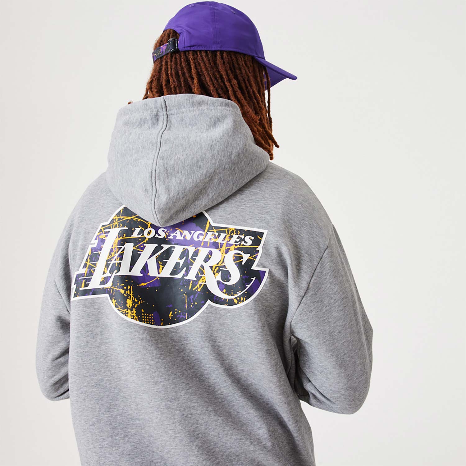 LA Lakers NBA Infill Team Logo Medium Grey Pullover Hoodie