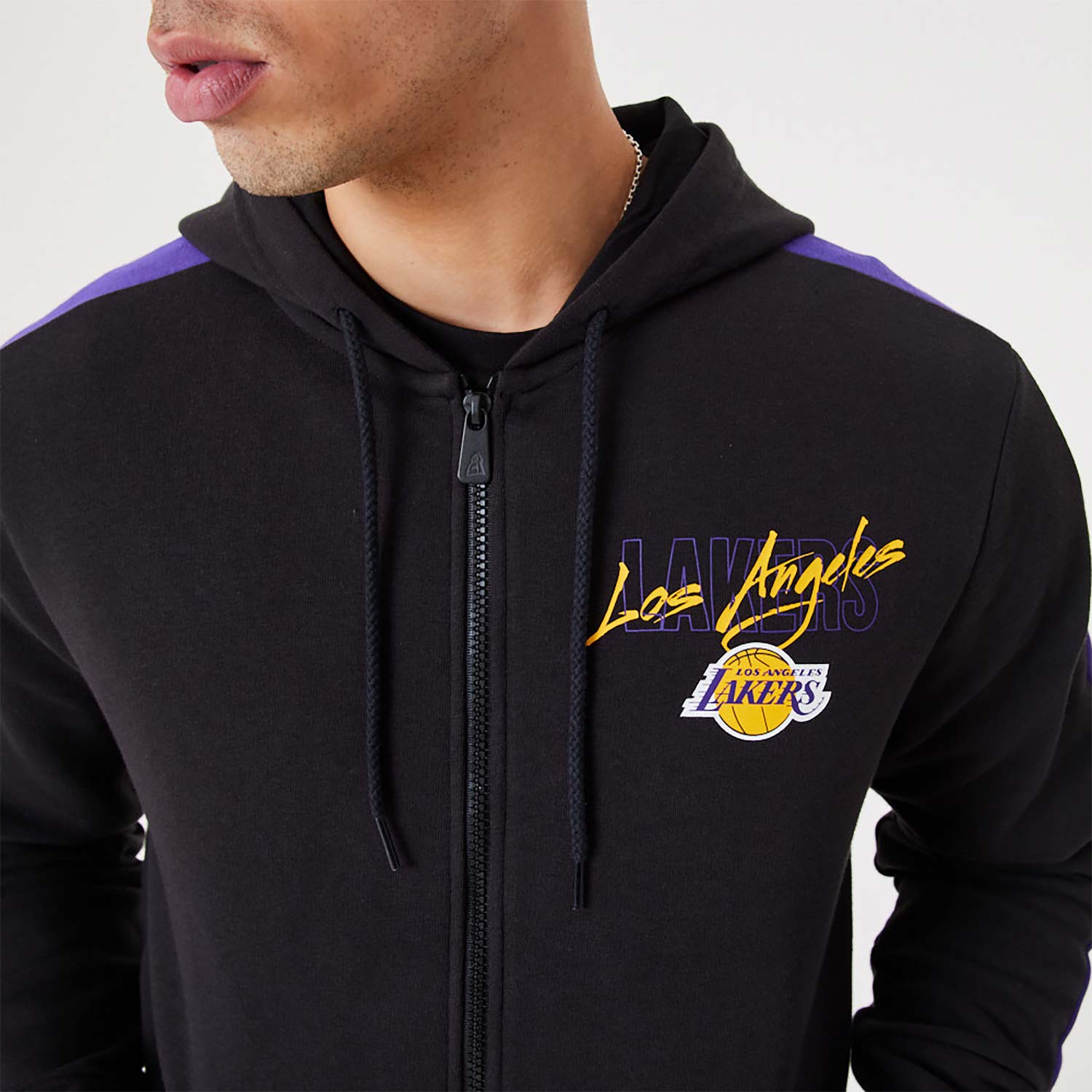 LA Lakers NBA Script Black Full-Zip Hoodie