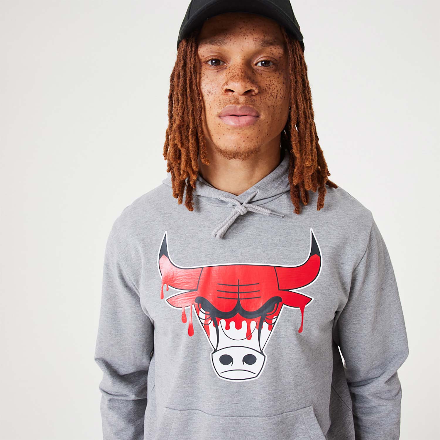 Chicago Bulls NBA Drip Logo Medium Grey Pullover Hoodie