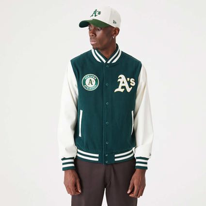 Official New Era MLB Heritage Varsity Oakland Athletics Dark Green Varsity  Jacket B9233_545 B9233_545